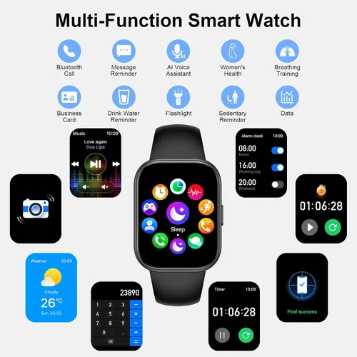 Vista 9 de Smart Watch for Women with Bluetooth Call Answer/Dail,1.75" DIY Dial Fitness Watch with Heart Rate Sleep Monitor Step Counter Calorie 120+Sport