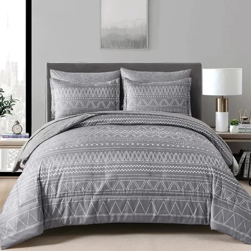 Vista 13 de WONGS BEDDING Juego de edredón Queen, rayas geométricas de oro negro Negro dorado