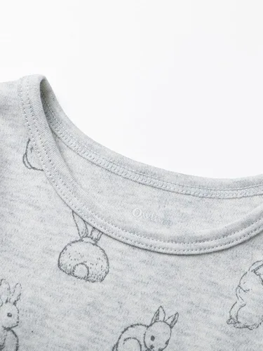 Vista 4 de Owlivia Conjunto de pijama para niños pequeños de 12 meses a 8 años Conejo A-gris