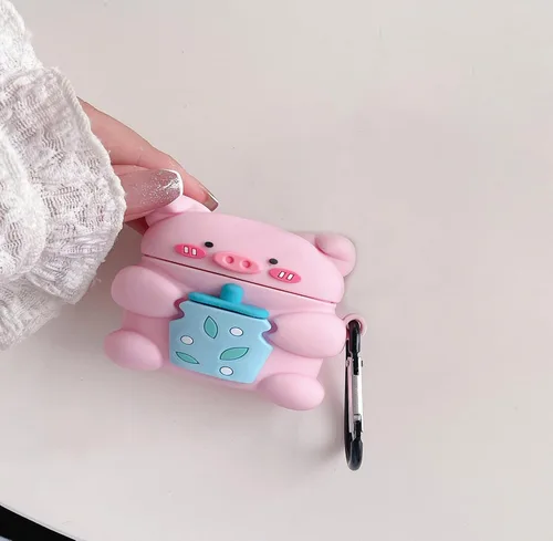 Vista 3 de Bonita funda para AirPods Pro, bonita funda de dibujos animados 3D Kawaii para Airpods Pro, divertidas fundas de silicona de anime para AirPods Pro