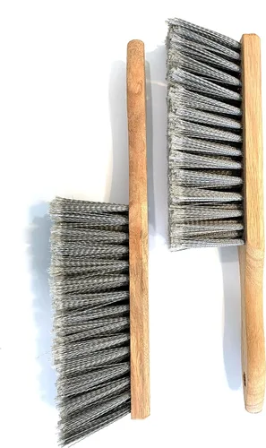 Vista 3 de Generic Paquete de 2 cepillos de banco de madera, cerdas de nailon suaves, mango largo de 14 pulgadas, reutilizables para chimenea, automóvil, cama
