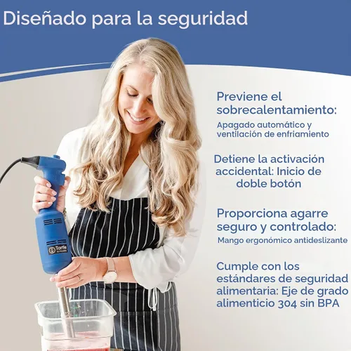 Vista 7 de Licuadora de inmersión comercial, batidora de mano, 350W 4000-20000RPM, acero inoxidable, eje desmontable de 10 pulgadas con velocidad variable