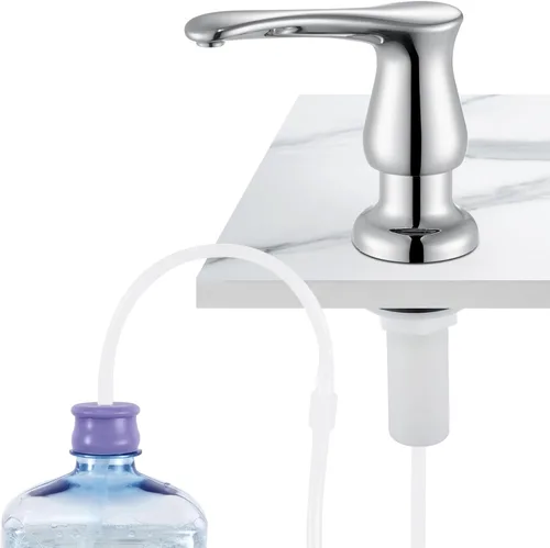 Vista 10 de GAGALIFE Dispensador de jabón para fregadero de cocina, dorado cepillado, dispensador de jabón debajo del fregadero con kit de tubo de extensión