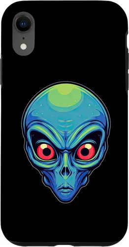 Vista 16 de iPhone 13 Pro Max Alien Face UFO Alien Head Funny Alien Case