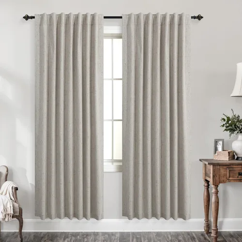 Vista 110 de KOUFALL - Cortinas de medio estilo francés de lino para ventana, juego de 2 cortinas cortas de 40 pulgadas de longitud, para privacidad, cortinas