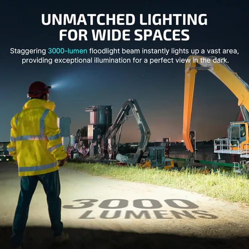 Vista 3 de OLIGHT Perun 3 - Linterna frontal recargable, 3000 lúmenes LED con luz roja, lámpara frontal impermeable con diadema para campamento al aire libre