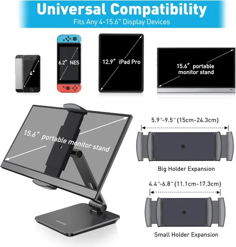 Vista 2 de AboveTEK Quiosco de negocios soporte de aluminio para tablet iPad, soporte giratorio de 360° para tableta y teléfono para cualquier tableta de 4 a