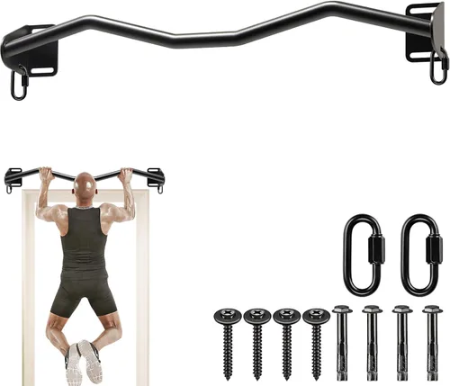 Vista 14 de Kipika - Barra de dominadas de gran resistencia para montar en la puerta, barra multifuncional para flexiones, barra de fitness portátil
