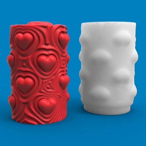 Vista 3 de Molde de vela de silicona en forma de corazón, columna de amor para bricolaje, espuma geométrica, cera de jabón, resina de yeso, polímero, arcilla