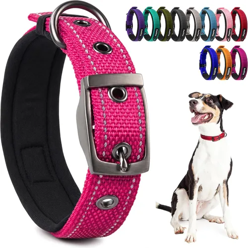 Vista 20 de PetiFine Collares para perros pequeños, collar acolchado de neopreno, collares reflectantes resistentes para mascotas con hebilla de cinturón