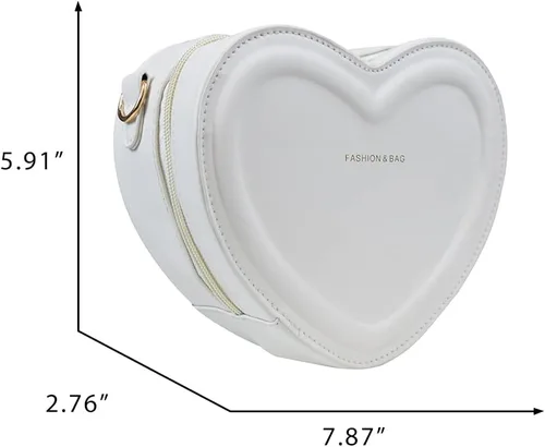 Vista 2 de Bolso de hombro cruzado con forma de corazón, bolso de hombro de piel sintética para mujer