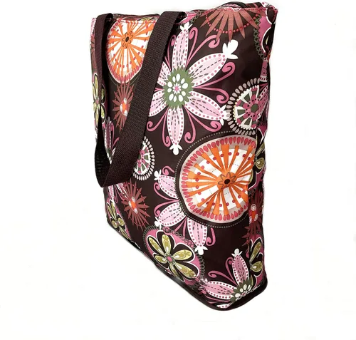 Vista 8 de NC - Bolsas grandes plegables, impermeables, ligeras, duraderas, reutilizables, resistentes, para compras diarias, estilo floral colorido con cierre