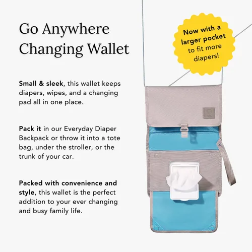 Vista 4 de Huhu Cambiador de pañales para bebé, compacto, portátil, cambiador de pañales para viajes, fácil de limpiar, tapete cambiador plegable - Accesorio