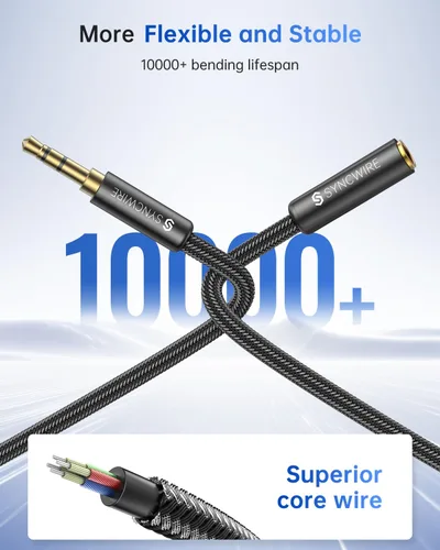 Vista 6 de Syncwire - Cable de extensión para auriculares - 6 pies [Sonido Hi-Fi][Conector chapado en oro][TRS] Cordón de extensión de audio macho a hembra
