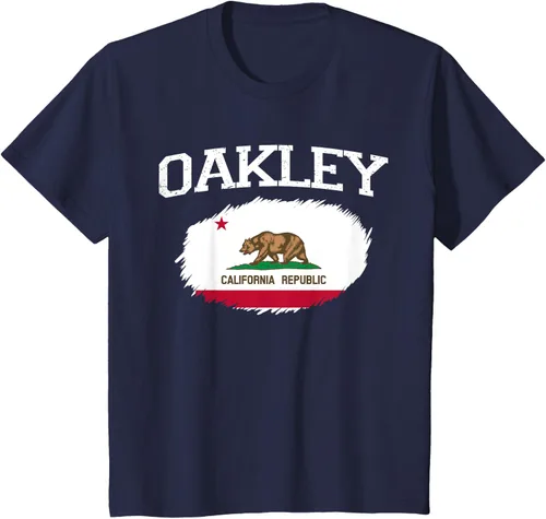 Vista 53 de OAKLEY CA CALIFORNIA Flag Vintage USA Sports Hombre Mujer Camiseta, Negro