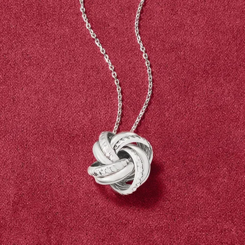 Vista 5 de Ross-Simons Italian Sterling Silver Love Knot Pendant Necklace