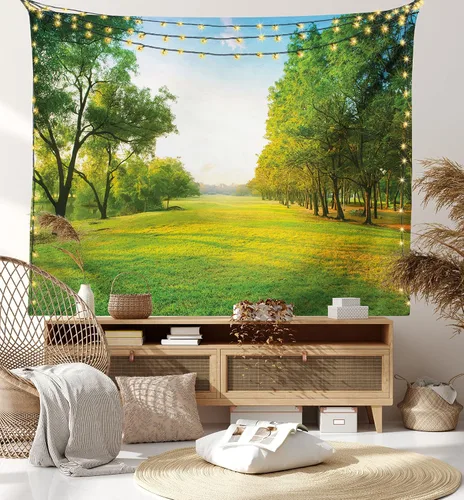 Vista 57 de Lunarable Tapiz japonés, Geisha joven en kimono con maquillaje oriental tradicional de Sakura, decoración de tela para colgar en la pared