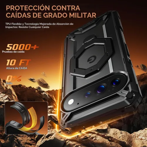 Vista 6 de TONGATE Funda para Pixel 10 Pro XL con soporte magnético giratorio de 360° Negro