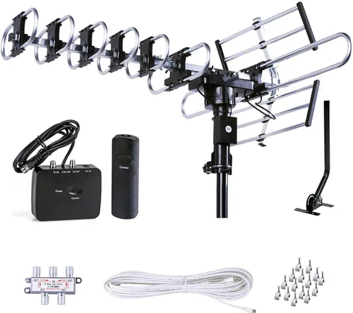 Vista 11 de Antena de TV HD para exterior de Five Star de 4K: alcance largo con control de ganancia automática, rotación motorizada de 360 grados, radio Solo