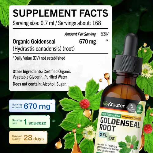 Vista 4 de Tintura de raíz Goldenseal para apoyo inmunológico