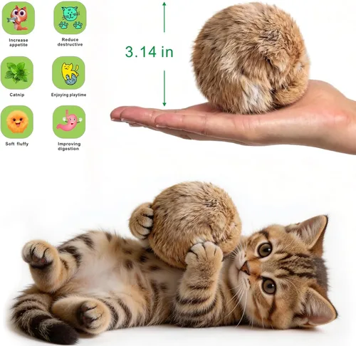 Vista 5 de 5 piezas de juguetes para gatos con hierba gatera, bola suave para gatos de interior masticar
