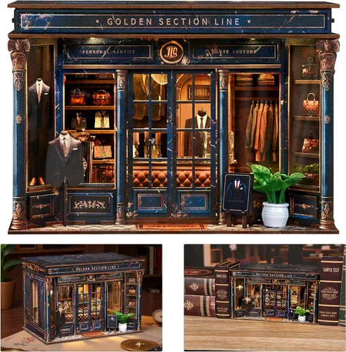 Vista 16 de ISSEVE Kit de Rincón de Libros, Rompecabezas de Madera 3D DIY Casa de Muñecas Booknook para Adultos, Kit de Casa en Miniatura Diminuta Decoración