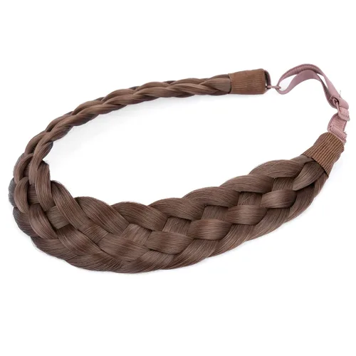 Vista 24 de Diadema clásica de cabello sintético trenzado de 5 hebras, trenzas gruesas y anchas, extensión de cabello con elástico para mujeres y niñas