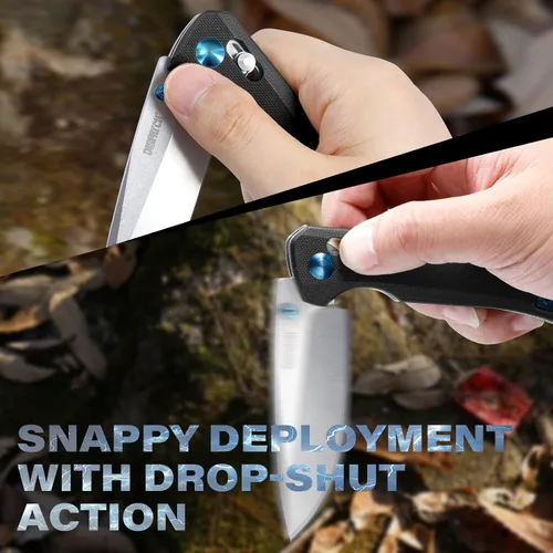 Vista 4 de Dispatch Axis Lock - Cuchillo de bolsillo plegable con clip, hoja de punta de gota de acero D2 de 3.46 pulgadas y mango G10, cuchillos de bloqueo
