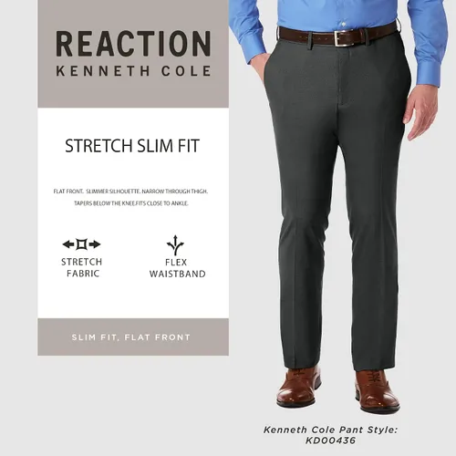 Vista 5 de Kenneth Cole Reaction Pantalón de vestir ajustado de rendimiento sólido para hombre Negro