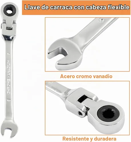 Vista 3 de Piutouyar Llave de trinquete de cabeza flexible de 0.236 in, movimiento