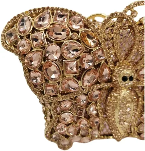 Vista 5 de UMREN Bolsos de noche elegantes de mariposa con diamantes de imitación para mujer, bolso de mano de cristal de lujo para boda, fiesta, cóctel, bolso