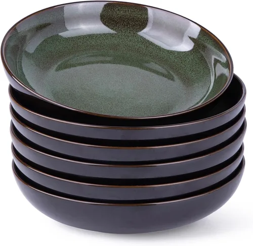 Vista 11 de LERATIO Tazones para pasta, cuencos de cerámica para pasta de 38 onzas, juego de 4 cuencos de pasta esmaltada reactiva de 9.0 pulgadas, aptos