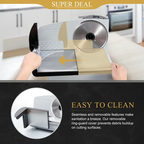 Vista 6 de SUPER DEAL Cortador Eléctrico Premium de Carne para Alimentos - Hoja de Acero Inoxidable de 7.5 Pulgadas para Cocina Hogar, Deli, Carne, Alimentos