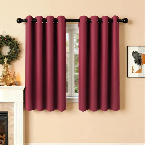 Vista 107 de Cortinas de oscurecimiento de habitación de 45 pulgadas de largo para dormitorio y sala de estar, cortinas térmicas aislantes con ojales