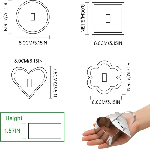 Vista 6 de Anillos para tartas de cocina, moldes de mousse de postre de acero inoxidable con empujador para hacer postres (4 piezas)