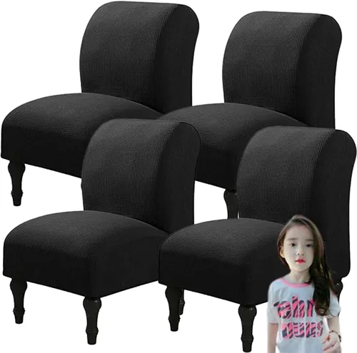Vista 26 de Fundas elásticas para silla sin brazos, extraíbles y lavables, de elastano jacquard sin reposabrazos, protector de muebles para sala de estar, Verde