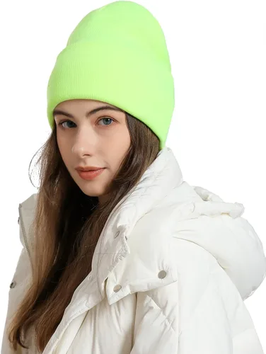 Vista 2 de ecodudo Gorros de acrílico para mujeres y hombres, gorro de punto suave y cálido con puños