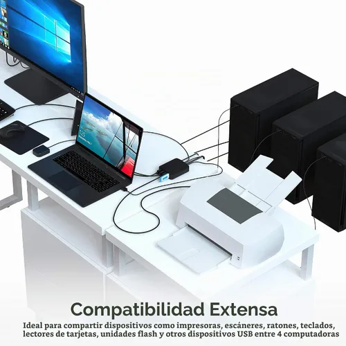 Vista 5 de SABRENT Interruptor para compartir USB 2.0 para 4 computadoras, indicadores