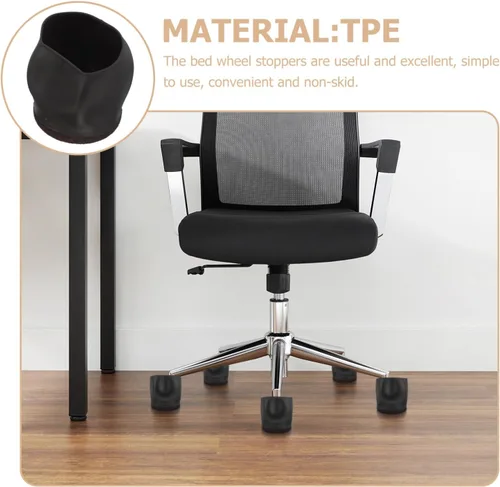 Vista 5 de Angoily Fundas para patas de silla, 10 unidades, tapones para ruedas de cama, tapones de rueda para muebles rodantes, protector de piso de madera
