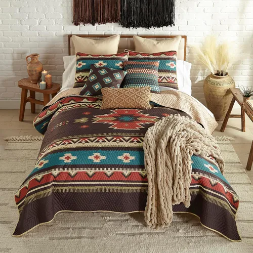 Vista 12 de Donna Sharp 25 Suroeste (Apache, Queen Set) Incluye edredón y dos fundas de almohada, lavable a máquina