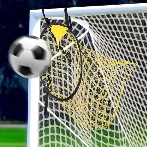 Vista 5 de 4 redes de objetivos de fútbol – Ayudas de entrenamiento amarillas de alta visibilidad para precisión de tiro de fútbol, fibra de vidrio duradera