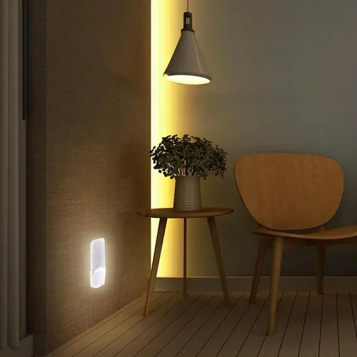 Vista 4 de Sumind 2 luces nocturnas con diamantes de imitación plateados, enchufables, con brillo automático, lámpara de noche LED decorativa con sensor de luz