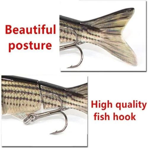 Vista 6 de Señuelos de pesca de 4 segmentos con ganchos BKK para pesca, fácil de atrapar