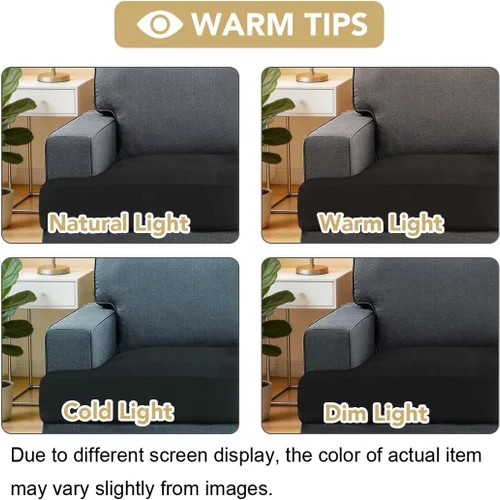 Vista 4 de H.VERSAILTEX Fundas de terciopelo elástico para silla con cojín en forma de T para sala de estar, funda de sofá, funda de asiento con cojín