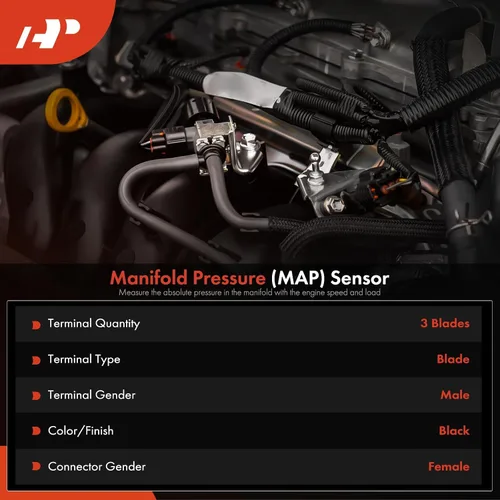 Vista 3 de Sensor de presión absoluta del colector A-Premium MAP Compatible con Chevrolet Cruze 2016-2017 L4 1.4L y Buick Encore 2016, Cascada 2017