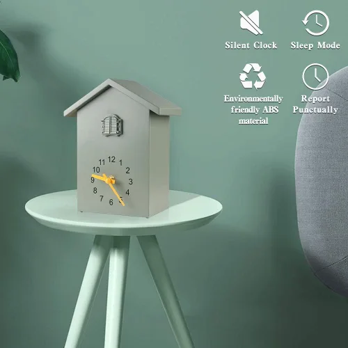 Vista 4 de KEYPOWER - Reloj de cuco, reloj de pared de cuco, sonidos de pájaros de cuco o llamada, péndulo de reloj con diseño, casa de pájaros, arte de pared