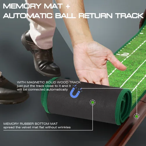 Vista 4 de Putting Green Putting Matt para interior Golf Putting Mat - Putting Mat interior con pelota. Mate para práctica de golf, portátil y fácil