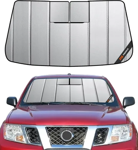 Vista 10 de Parasol para Parabrisas Pigenius para Nissan Frontier 2022-2025 - Protección para Ventana Delantera Gris