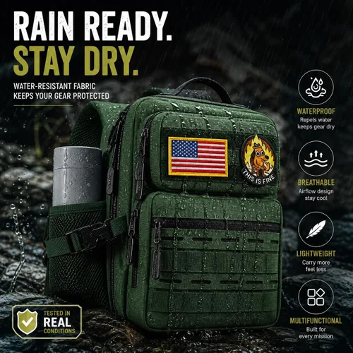 Vista 6 de Mini mochila táctica de 9L para hombres y mujeres, mochila táctica militar pequeña para deportes, gimnasio, senderismo, viajes, camping, Verde Verde