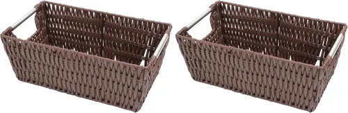 Vista 3 de Whitmor Rattique - Canasto para estante pequeño, gris